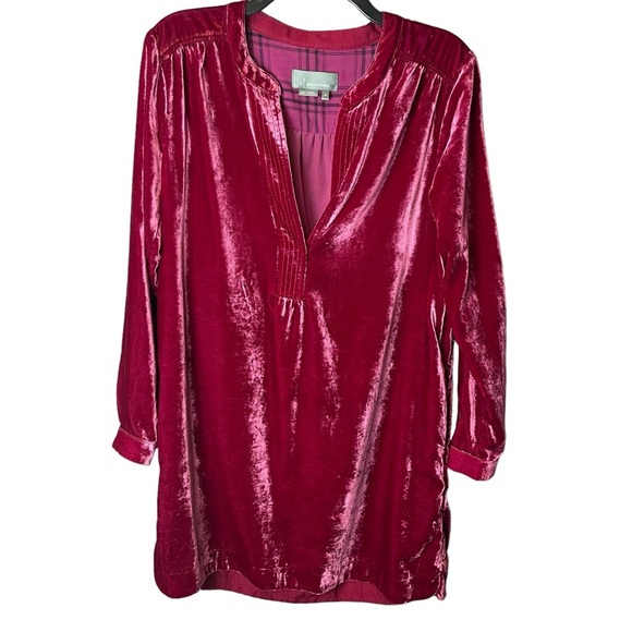 By Anthropologie Red Velvet Dress Long Sleeve XS - Picture 1 of 11